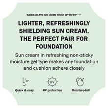 Load image into Gallery viewer, ESPOIR Water Splash Sun Cream Fresh 60ml SPF50+PA+++ | Water Droplet-Bursting Moisture Bomb Sun Cream with Green Tea for a Cooling Feeling
