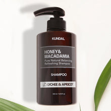 Load image into Gallery viewer, KUNDAL HONEY&amp;MACADAMIA Pure Natural Balancing Refreshing Shampoo 500ml #LYCHEE &amp; APRICOT
