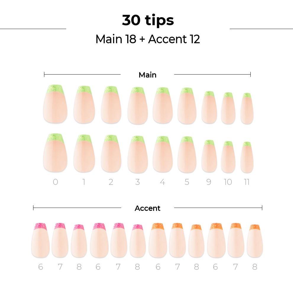[DASHING DIVA] MAGIC PRESS DESIGN 30 Tips #Glitter Neon Chic French