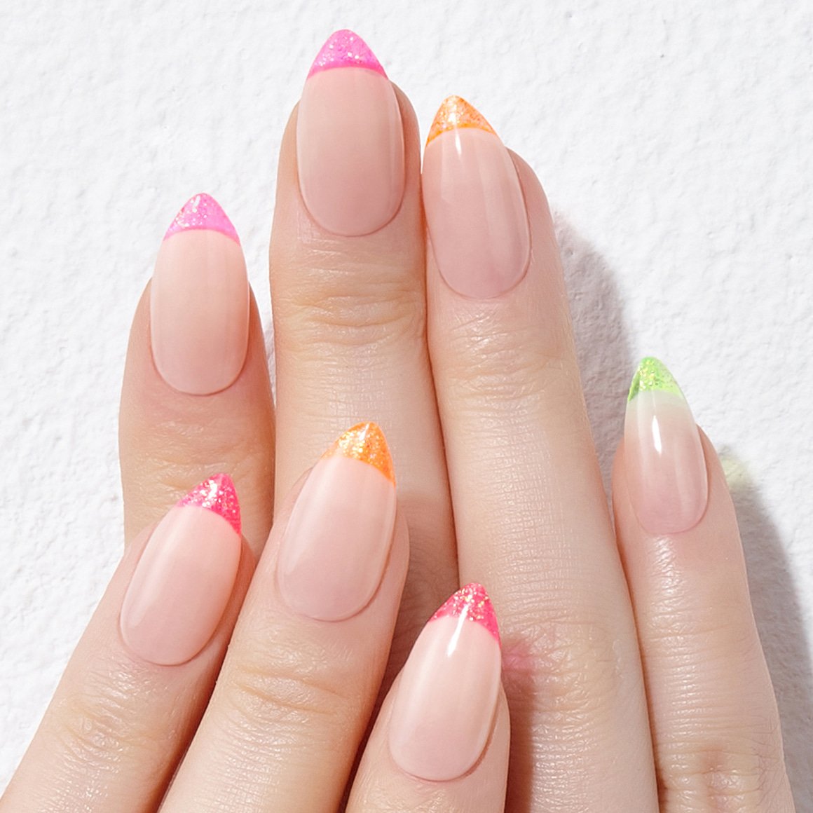 [DASHING DIVA] MAGIC PRESS DESIGN 30 Tips #Glitter Neon Edge French